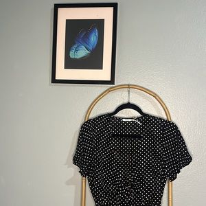 Black & white polka dot tie front romper ⚫️⚪️